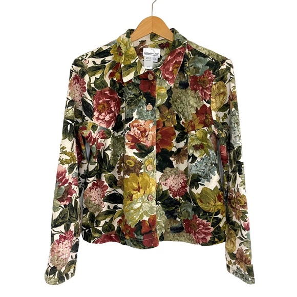 Coldwater Creek Jackets & Blazers - Coldwater Creek Floral Button Front Cotton Jacket